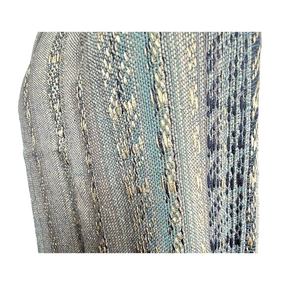 Handwoven Scarf Metallic Accent Fringe Green Gold and Black 72" CM2005 - Picture 6 of 7